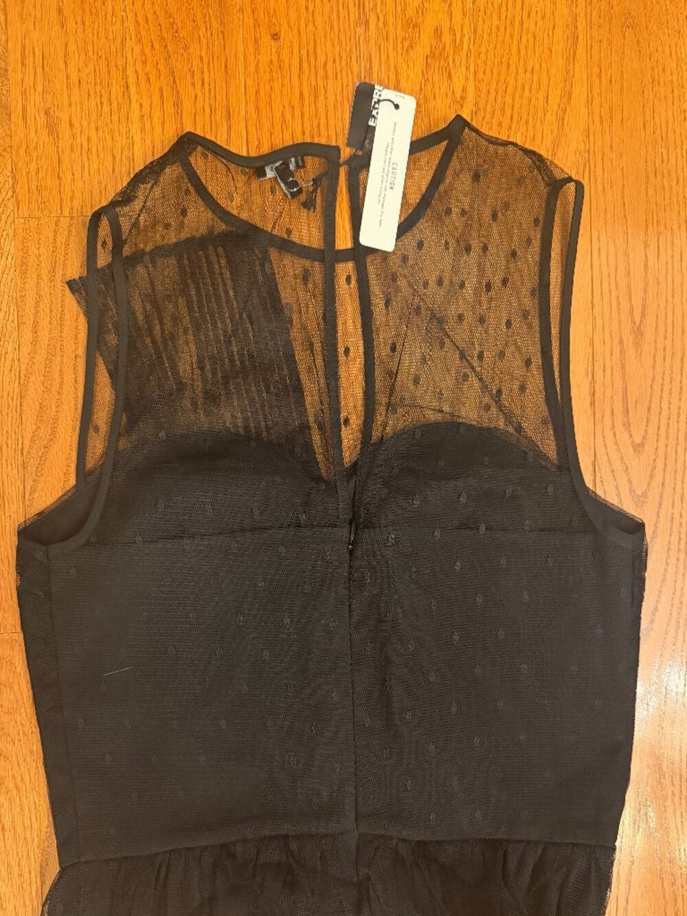 Express Black Sheer Ruffle Top - Picture 2 of 2